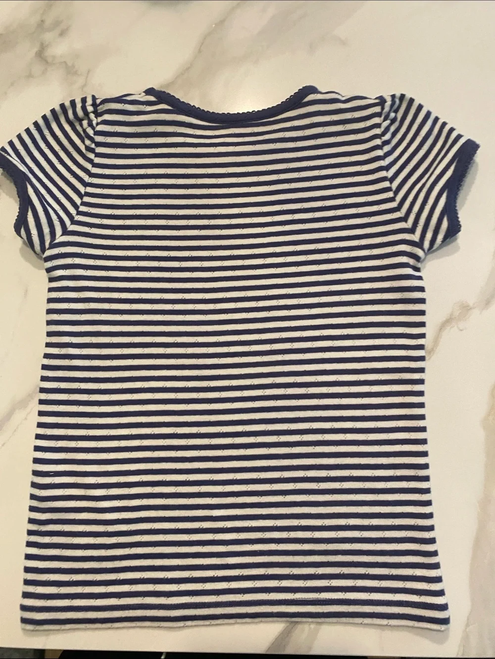 Mini Boden Short Sleeve Pointelle Top size 6/7